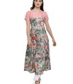 Multicolor printed dupion silk kurtas-and-kurtis
