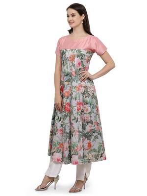 Multicolor printed dupion silk kurtas-and-kurtis 2