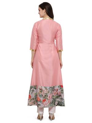 Pink printed dupion silk kurtas-and-kurtis 3
