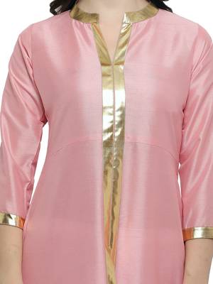 Pink printed dupion silk kurtas-and-kurtis 4
