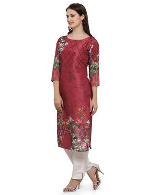 Red printed dupion silk kurtas-and-kurtis 2
