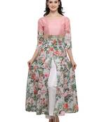 Multicolor printed dupion silk kurtas-and-kurtis