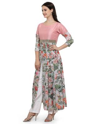 Multicolor printed dupion silk kurtas-and-kurtis 2