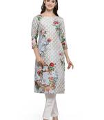 Multicolor printed dupion silk kurtas-and-kurtis