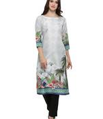 Multicolor printed dupion silk kurtas-and-kurtis
