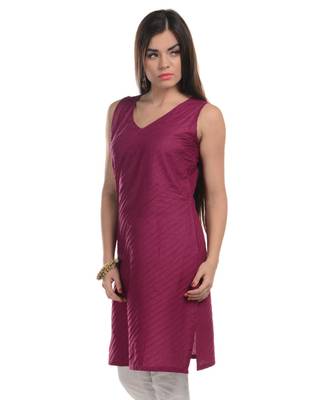 Maroon Plain Cotton Stitched Kurti 2