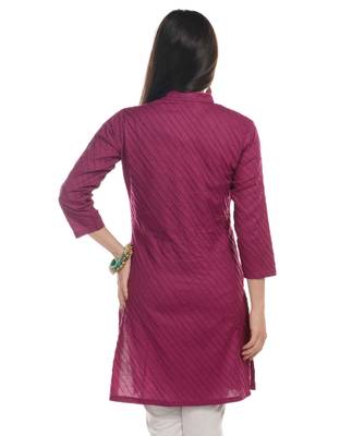 Purple Plain Cotton Stitched Kurti 3