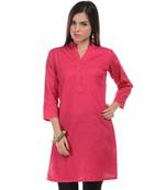 Magenta Plain Cotton Stitched Kurti