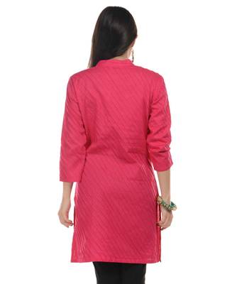 Magenta Plain Cotton Stitched Kurti 3