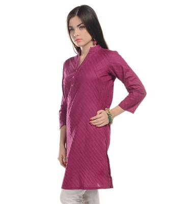 Purple Plain Cotton Stitched Kurti 2