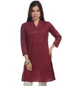 Maroon Plain Cotton Stitched Kurti