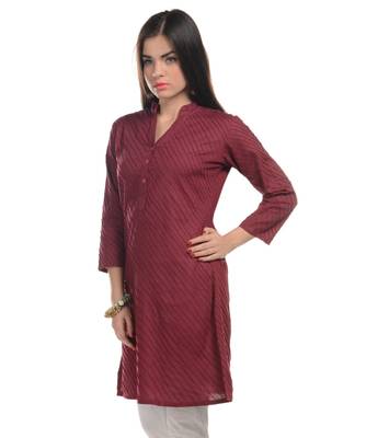 Maroon Plain Cotton Stitched Kurti 2