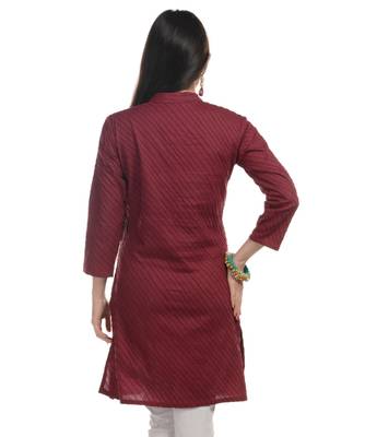 Maroon Plain Cotton Stitched Kurti 3