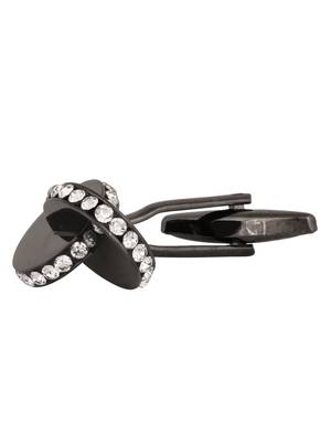 Black cubic zirconia dimensional Cufflink 3