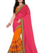 Pink Embroidered Georgette Saree With Blouse
