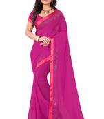 Pink Woven Georgette Saree With Blouse