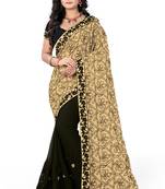 Beige Embroidered Georgette Saree With Blouse