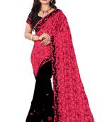Pink embroidered georgette saree with blouse
