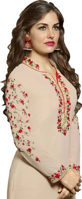 Latest Beige Georgette Embroidered Salwar Suit For Women 3