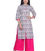 Beige printed cotton cotton-kurtis