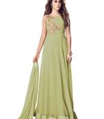 Light-green embroidered faux georgette salwar