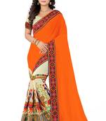 Orange Embroidered Georgette Saree With Blouse