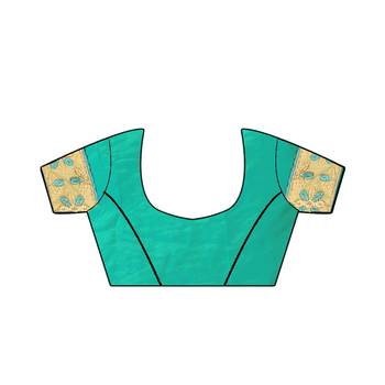 Green Embroidered Silk Blend Saree With Blouse 5