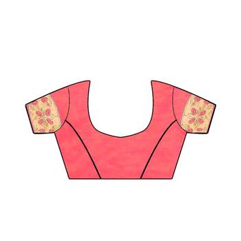 Pink Embroidered Silk Blend Saree With Blouse 5