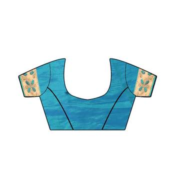 Blue Embroidered Silk Blend Saree With Blouse 4