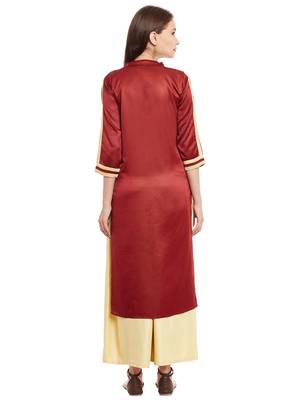 Maroon embroidered viscose rayon stitched kurti 3