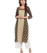 Brown printed cotton stitched kurti