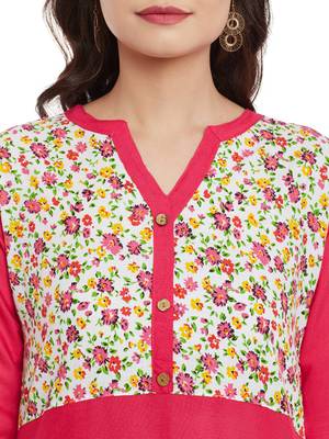 Pink printed viscose rayon stitched kurti 5