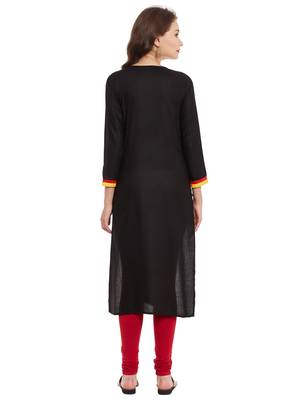 Black embroidered viscose rayon stitched kurti 3