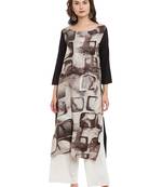 Brown printed viscose rayon stitched kurti
