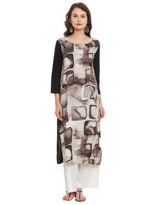 Brown printed viscose rayon stitched kurti 2