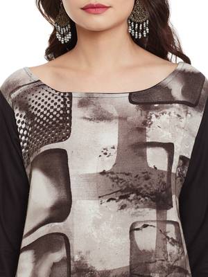 Brown printed viscose rayon stitched kurti 5
