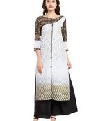 White printed cotton stitched kurti