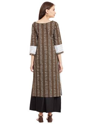 White printed cotton stitched kurti 3