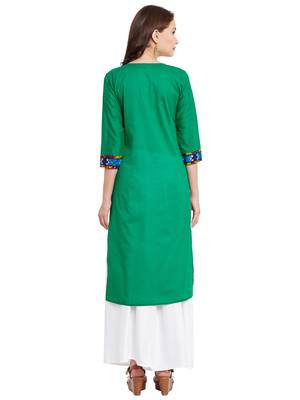 Red embroidered cotton stitched kurti 3