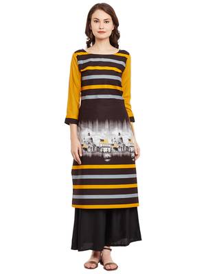 Black printed cotton stitched kurti 1