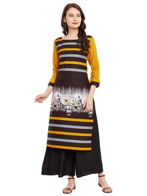Black printed cotton stitched kurti 2