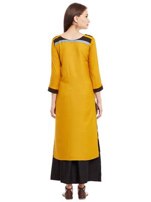Black printed cotton stitched kurti 3