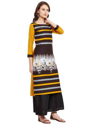 Black printed cotton stitched kurti 4
