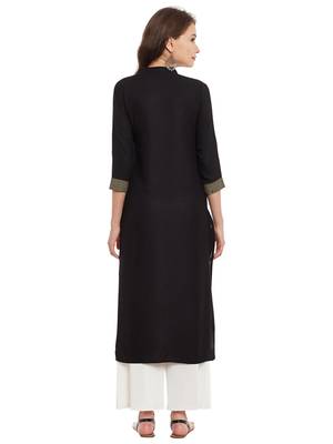 Beige embroidered viscose rayon stitched kurti 3
