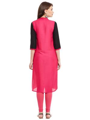 Black embroidered viscose rayon stitched kurti 3