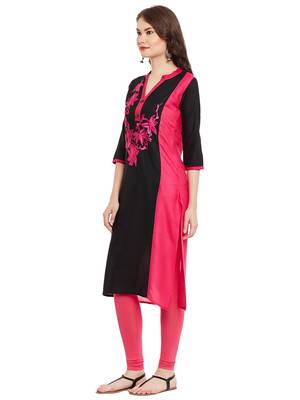 Black embroidered viscose rayon stitched kurti 4