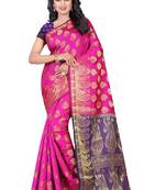 Multicolor woven banarasi silk saree with blouse