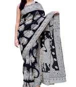 Giftpiper Kalamkari Saree In Cotton Black & Cream 2