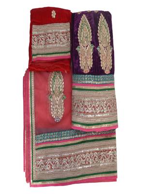 Purple hand woven velvet stitched lehenga 4
