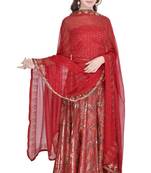 Red hand woven silk stitched lehenga